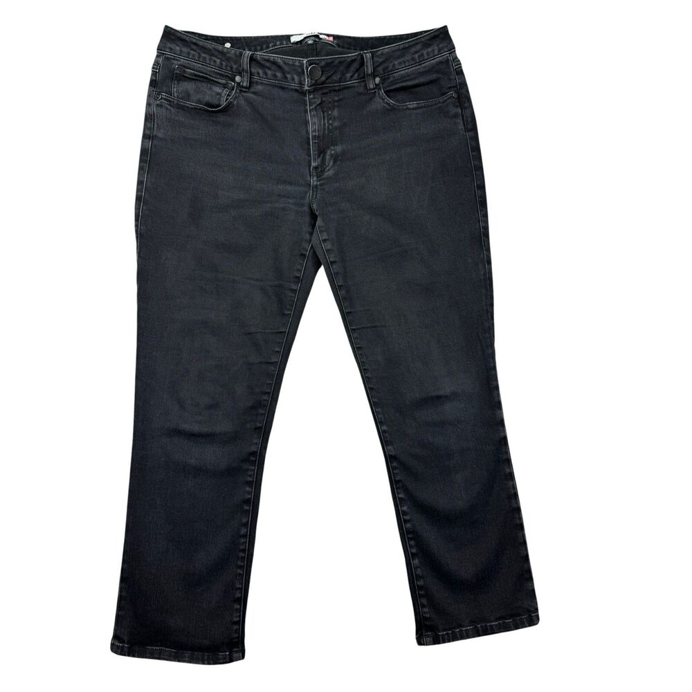 Cabi Jeans Womens 12 Black New Crop Solid Straight Preppy Casual Pants 5 Pockets